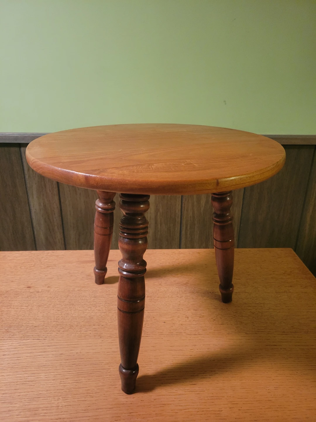 Small Round Wooden Three-Legged Stool