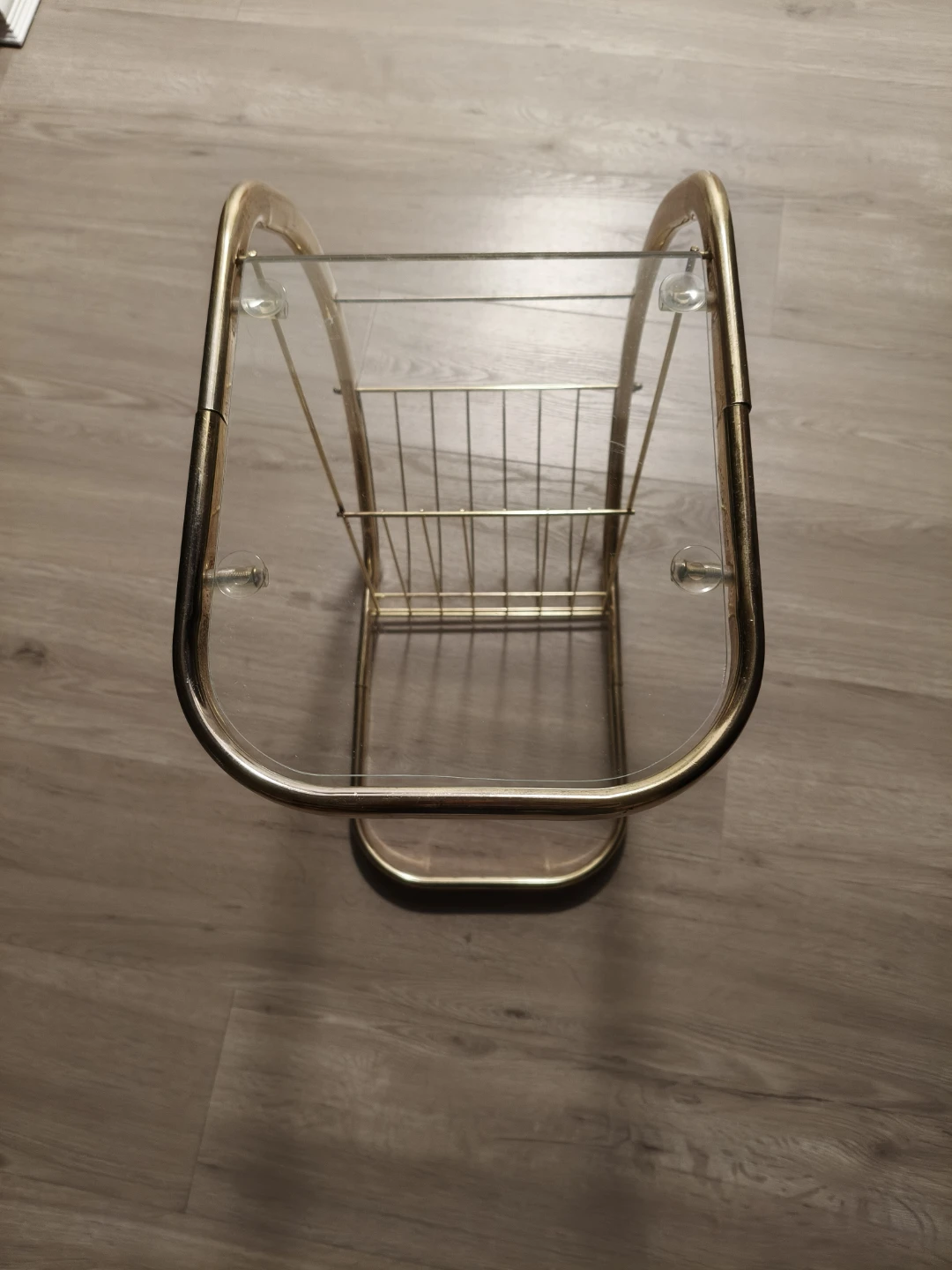 Vintage Brass and Glass Magazine Side Table