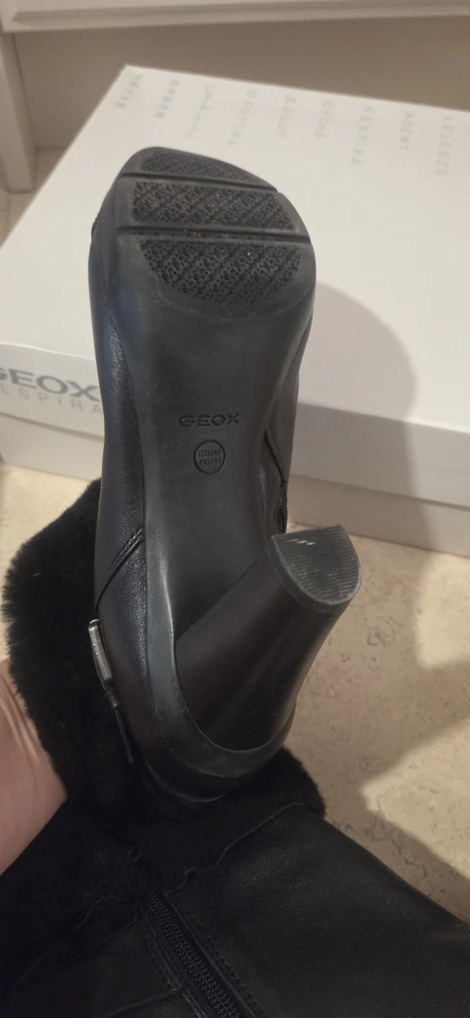 Geox Respira Black Leather Ankle Boots