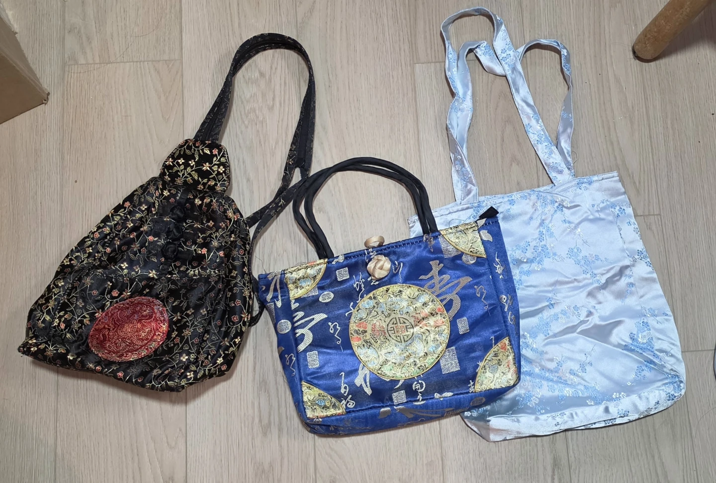 3 Ortiental Fabric Bags (backpack/ tote / bag)