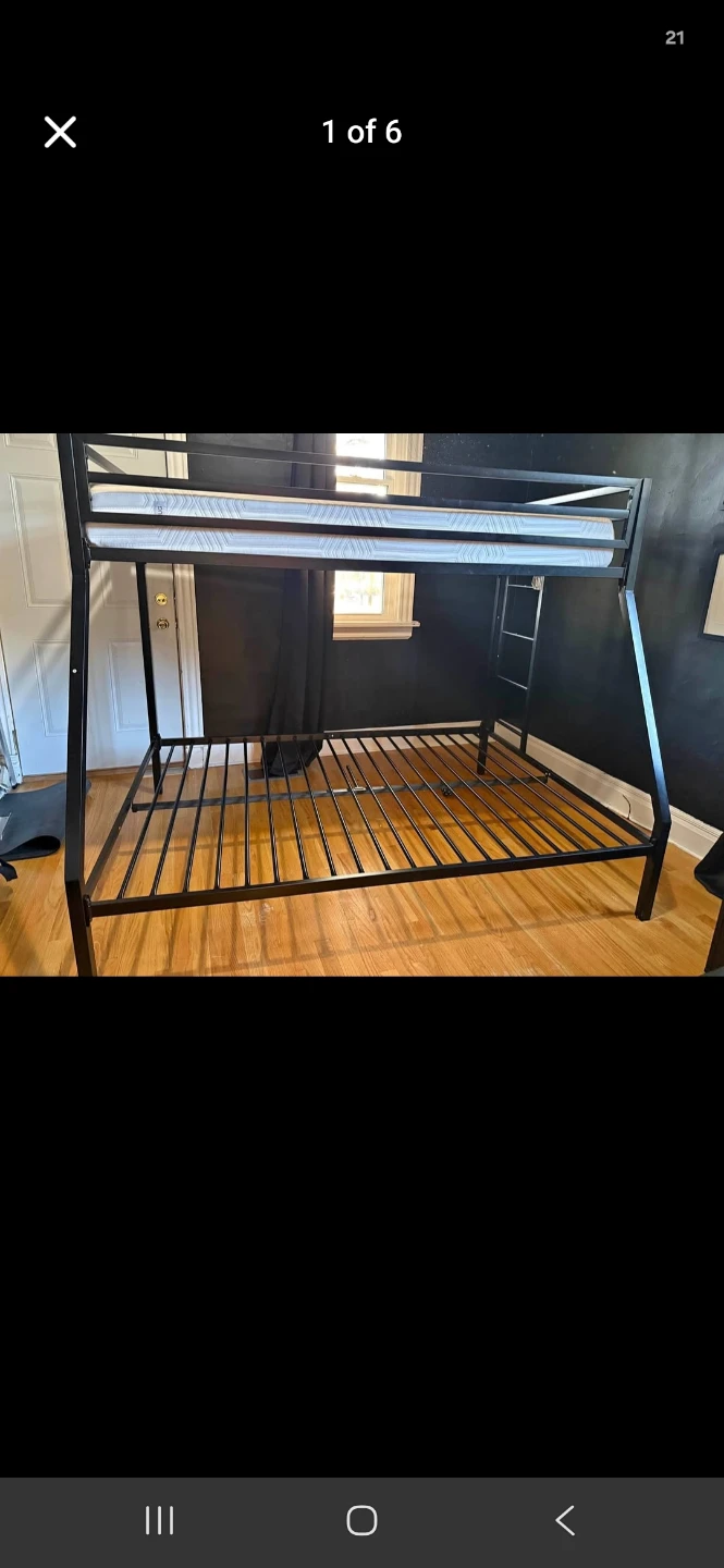 Black Metal Twin-Over-Full Bunk Bed