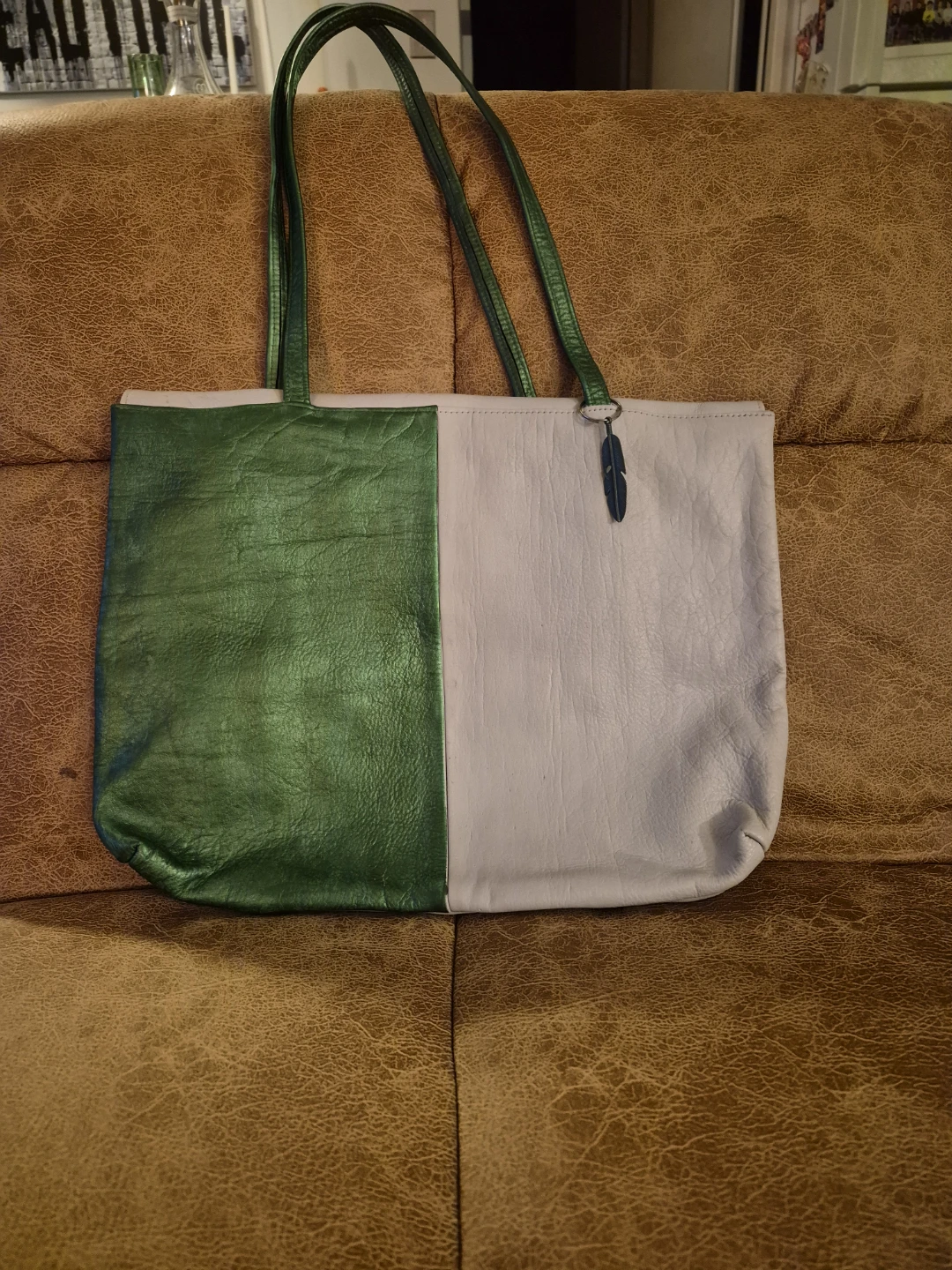 Two-Tone Leather Laptop Bag - photo 5