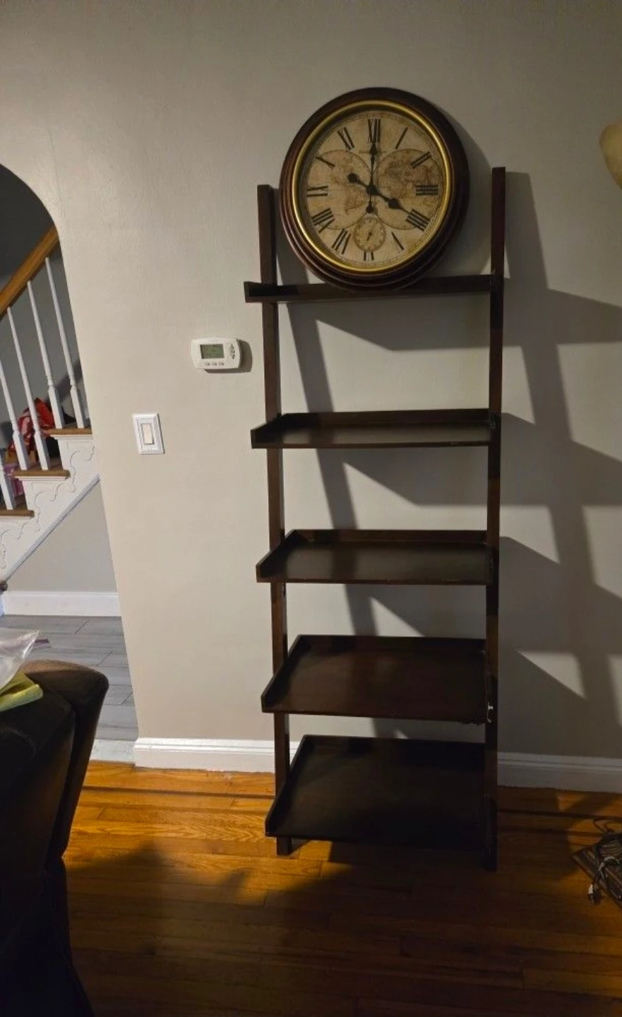 Dark Brown Wood Ladder Shelf