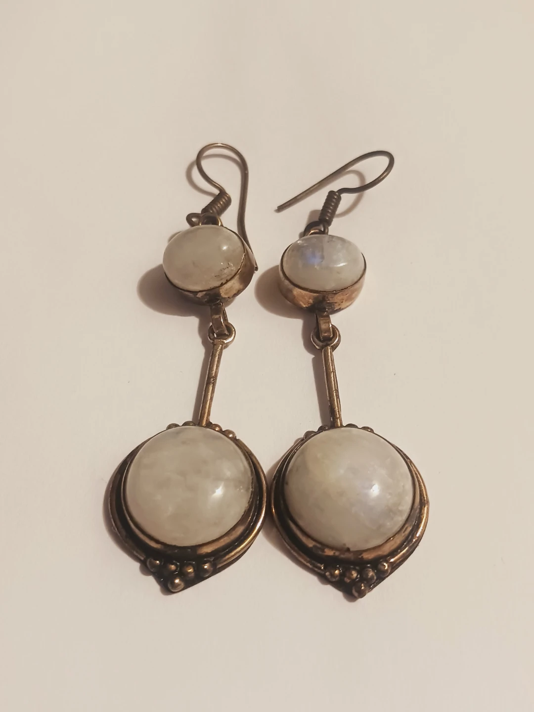 Sterling Silver 925 Moonstone Dangle Earrings - photo 3