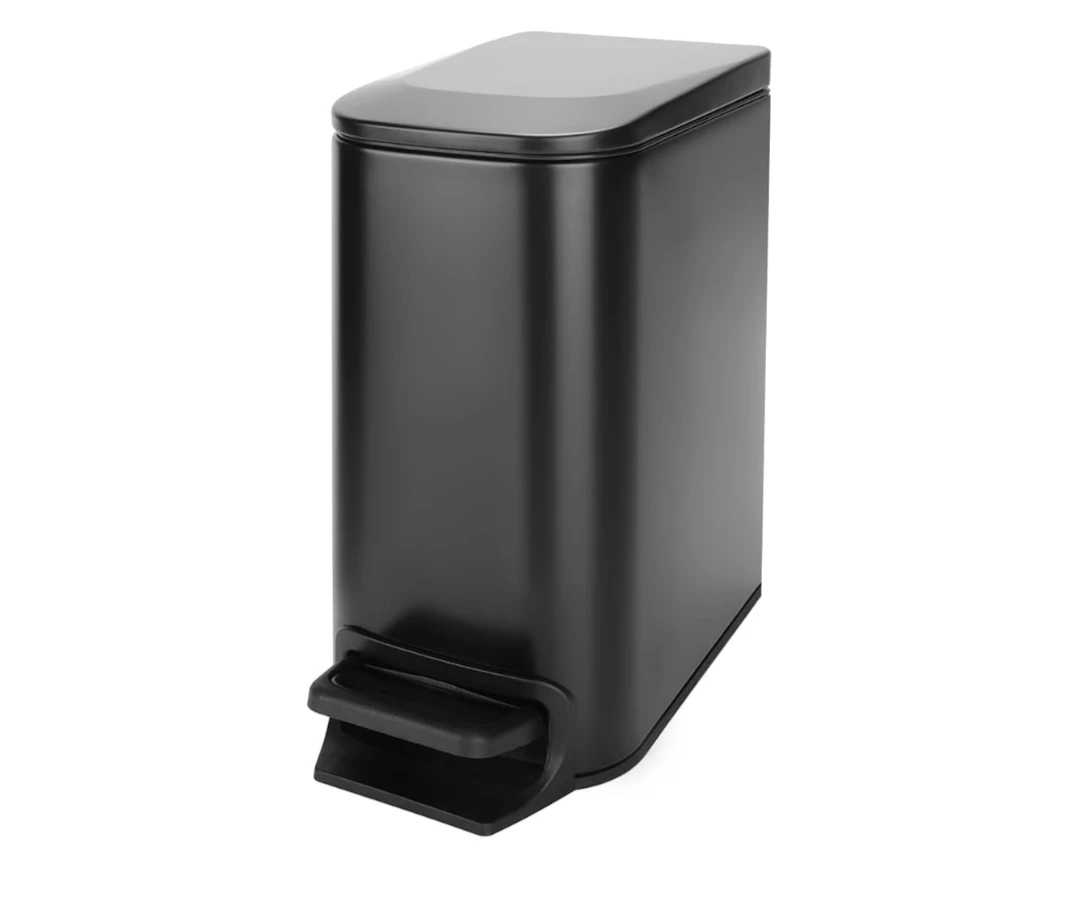 Black Slim Stainless Steel Pedal Trash Can