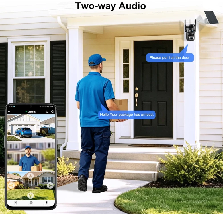 3-Lens Solar Security Camera with 360-degree View - photo 3
