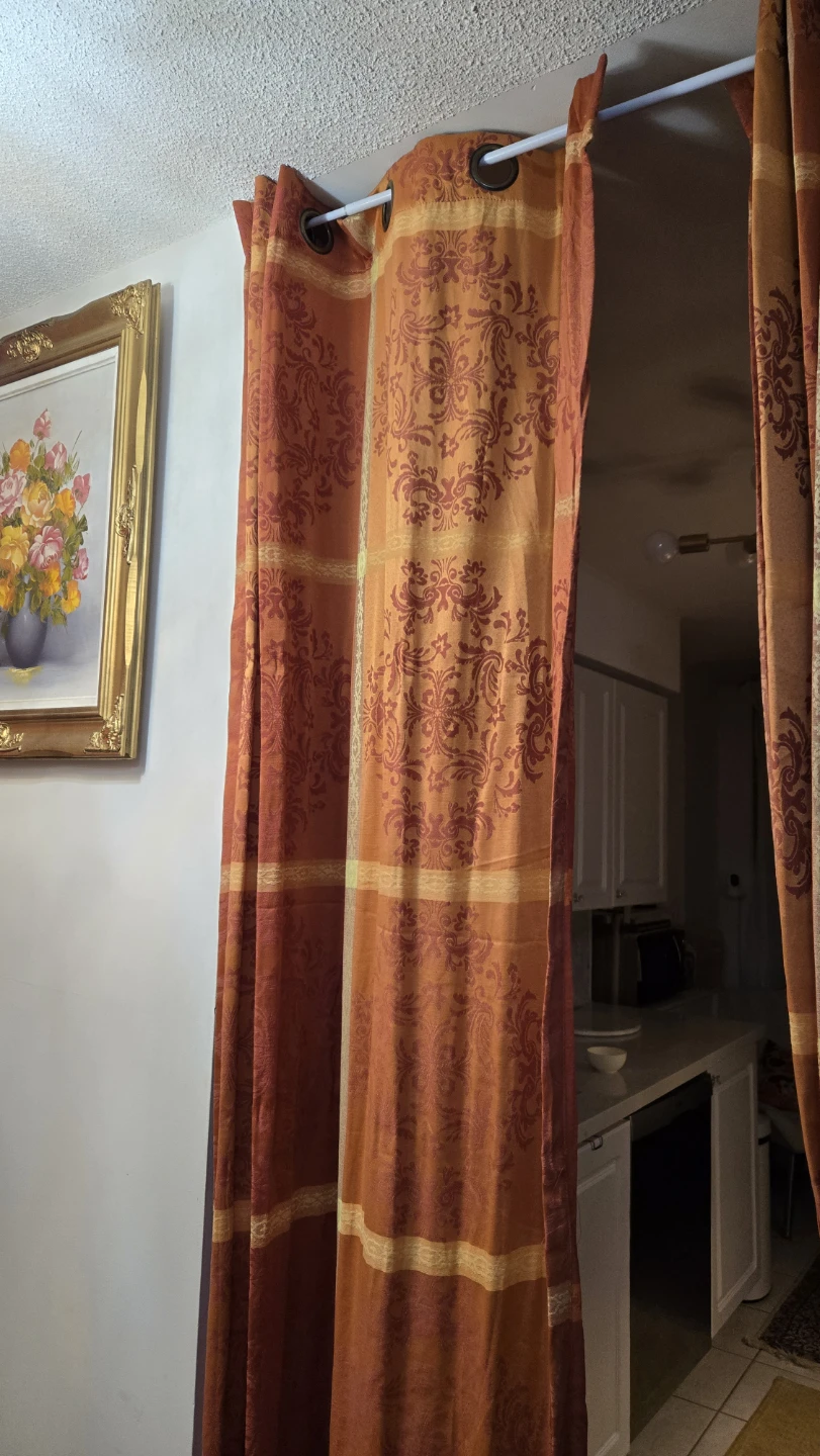 Orange Patterned Grommet Curtains pair - photo 5