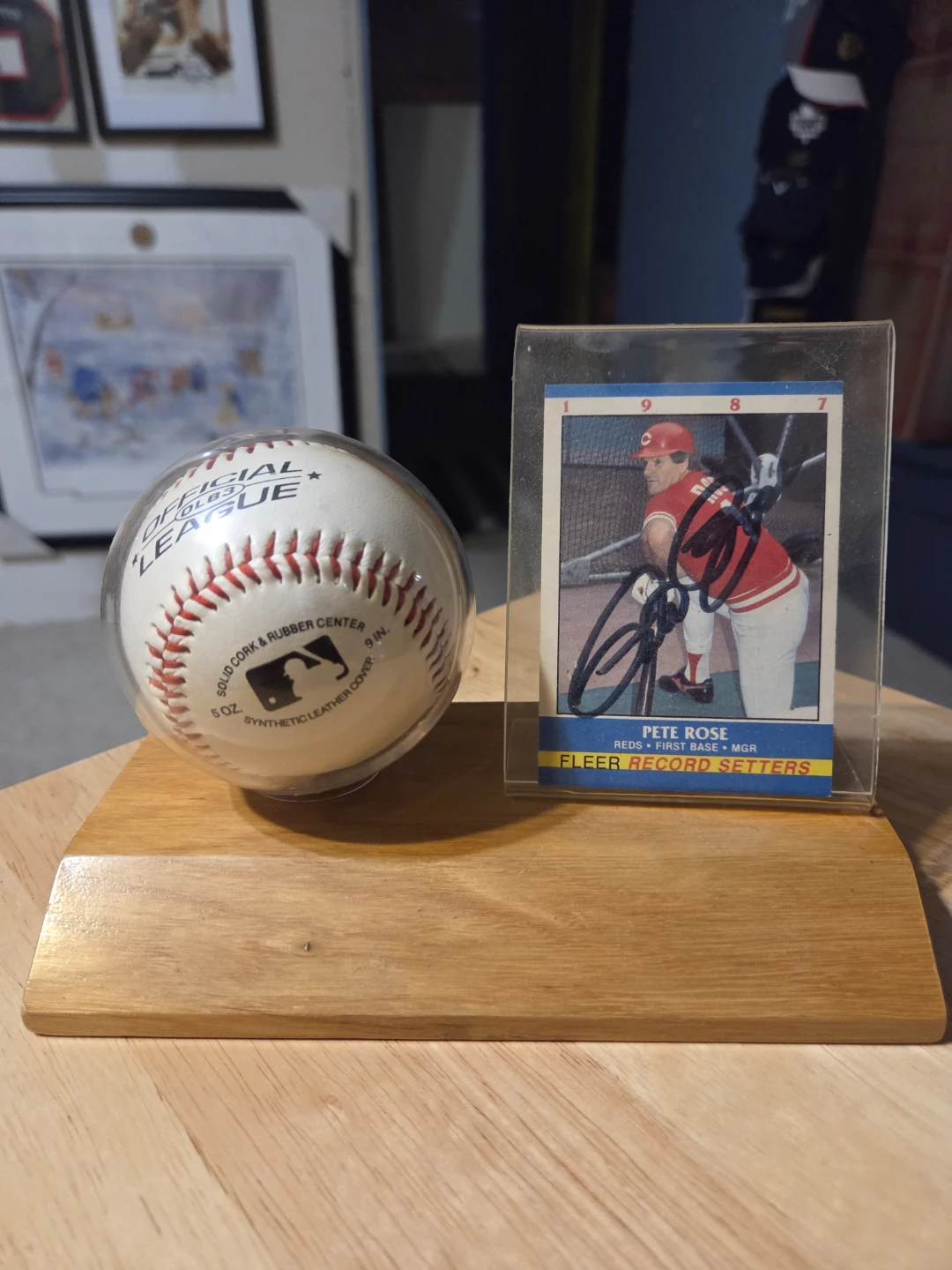 Pete Rose Autographed Card and Official League Baseball