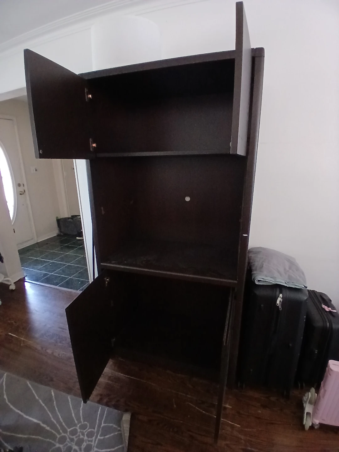 Dark Brown Modular Desk and Tall Storage Cabinet Set