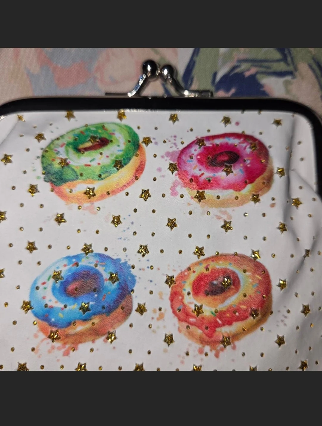 'Glazed Doughnut & Stars' Coin Purse in White - photo 3