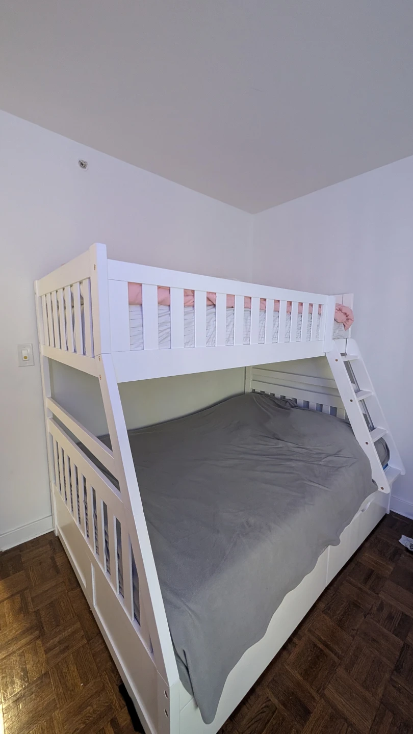 Like new White Wood Bunk Bed with Lower Storage