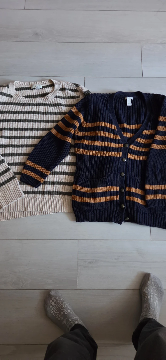 Forever 21 Striped Sweater and Cardigan Set