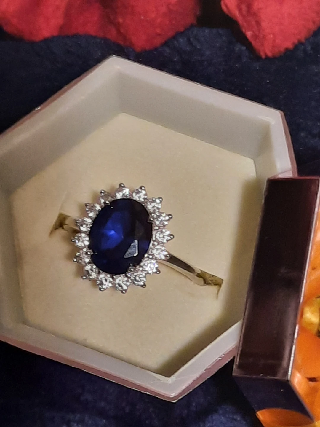 Solid Sterling Silver Sapphire CZ Halo Ring Size 8