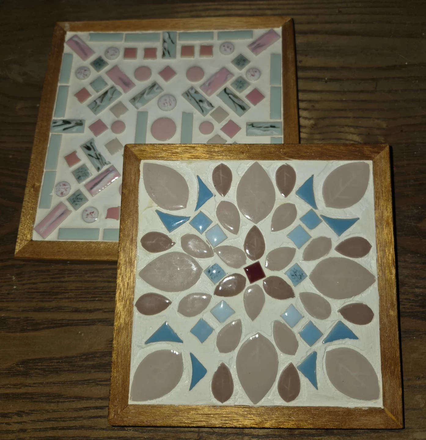 Vintage Set of Two Handcrafted Mosaic Coasters - photo 2