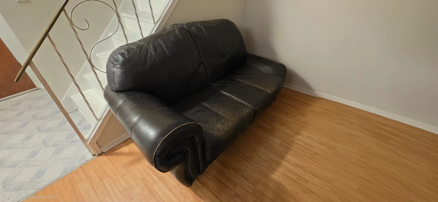 Dark Brown Leather Loveseat