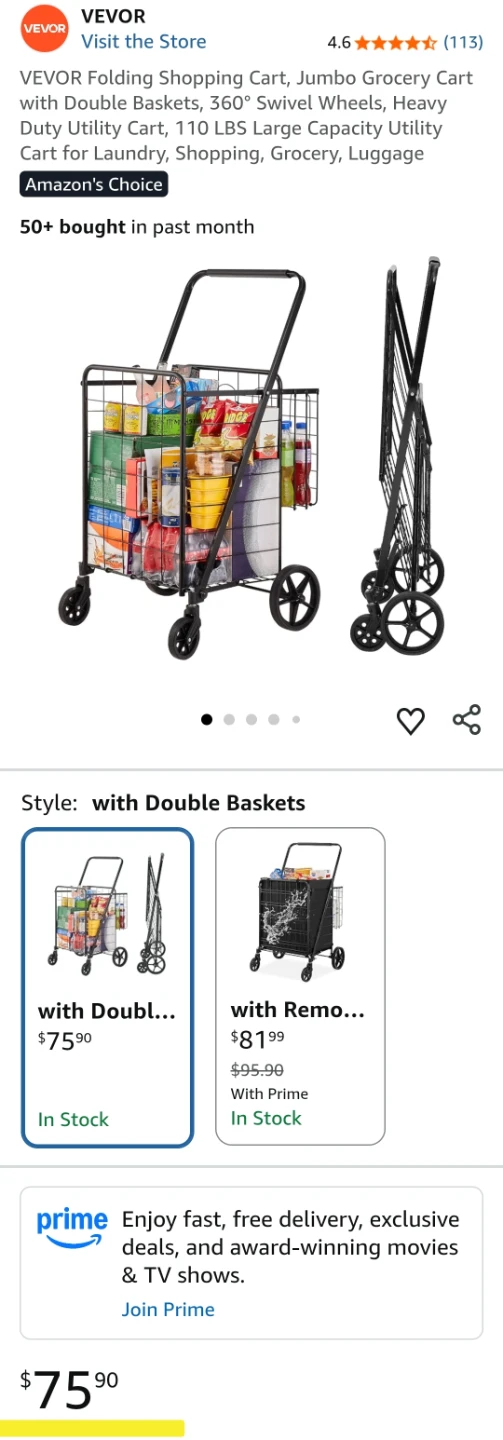 VEVOR Folding Shopping Cart- NEW - photo 4
