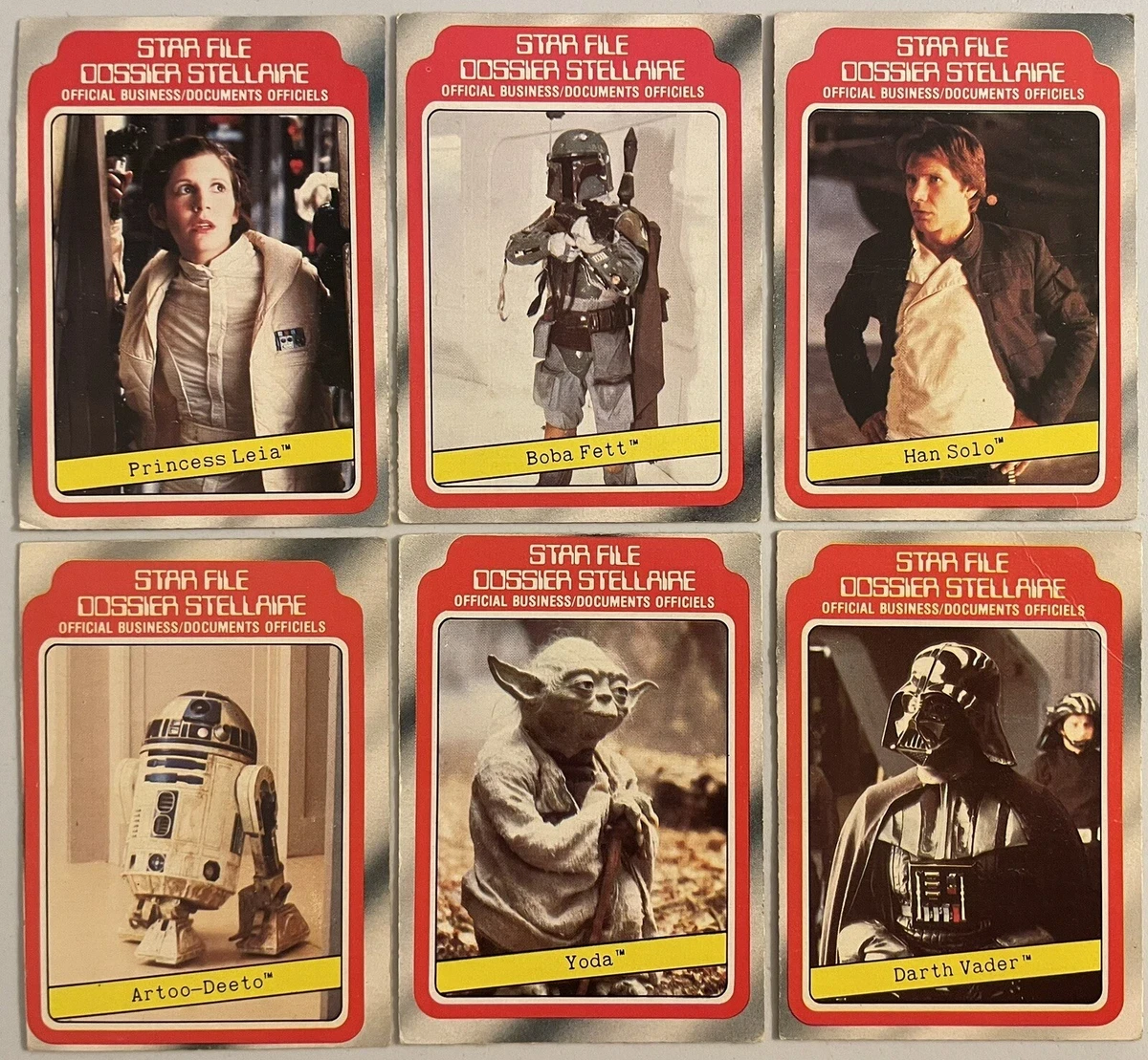 Set of 6 Star Wars Star File Trading Cards