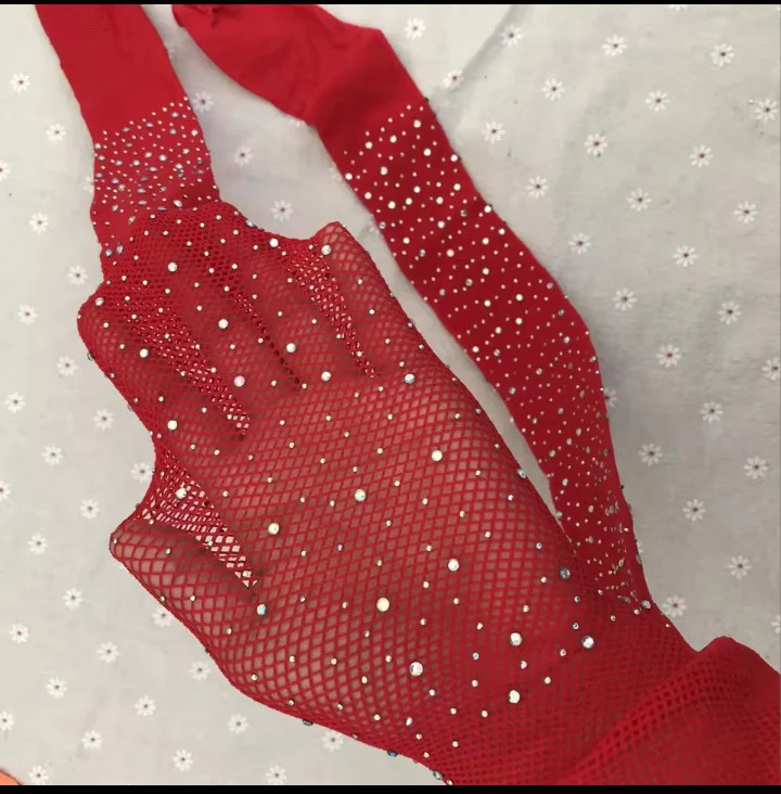 Red Rhinestone Fishnet Stockings - photo 2