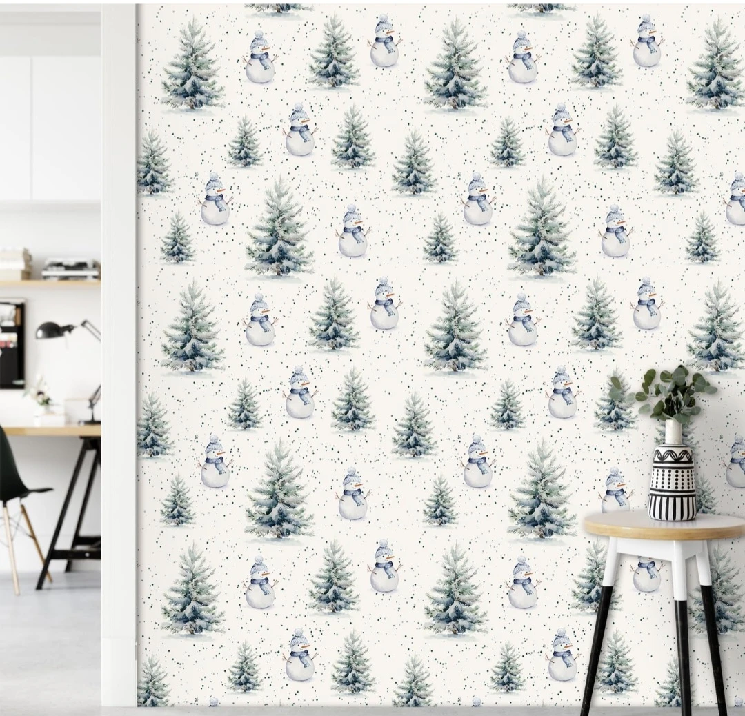 Winter Snowman Peel & Stick VinylWallpaper 17.7" x 118" - photo 4