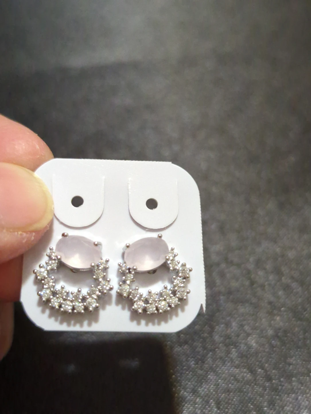 Oval Stone Halo Stud Earrings - photo 4