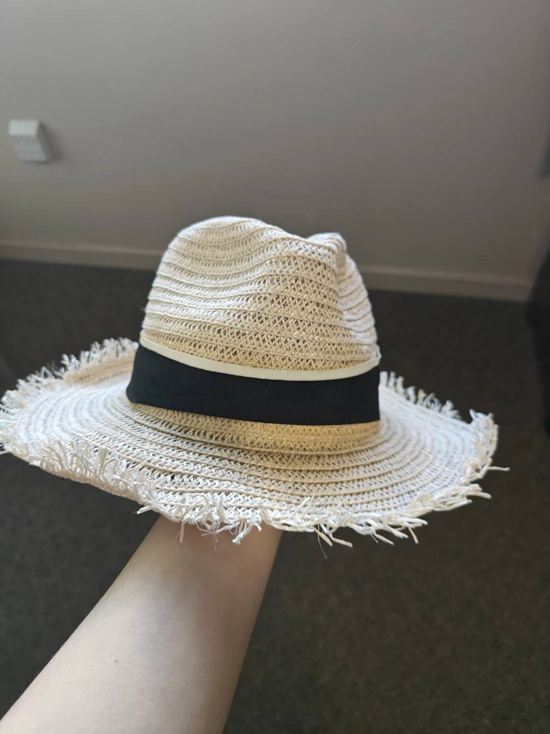 Straw Fedora with Frayed Brim
