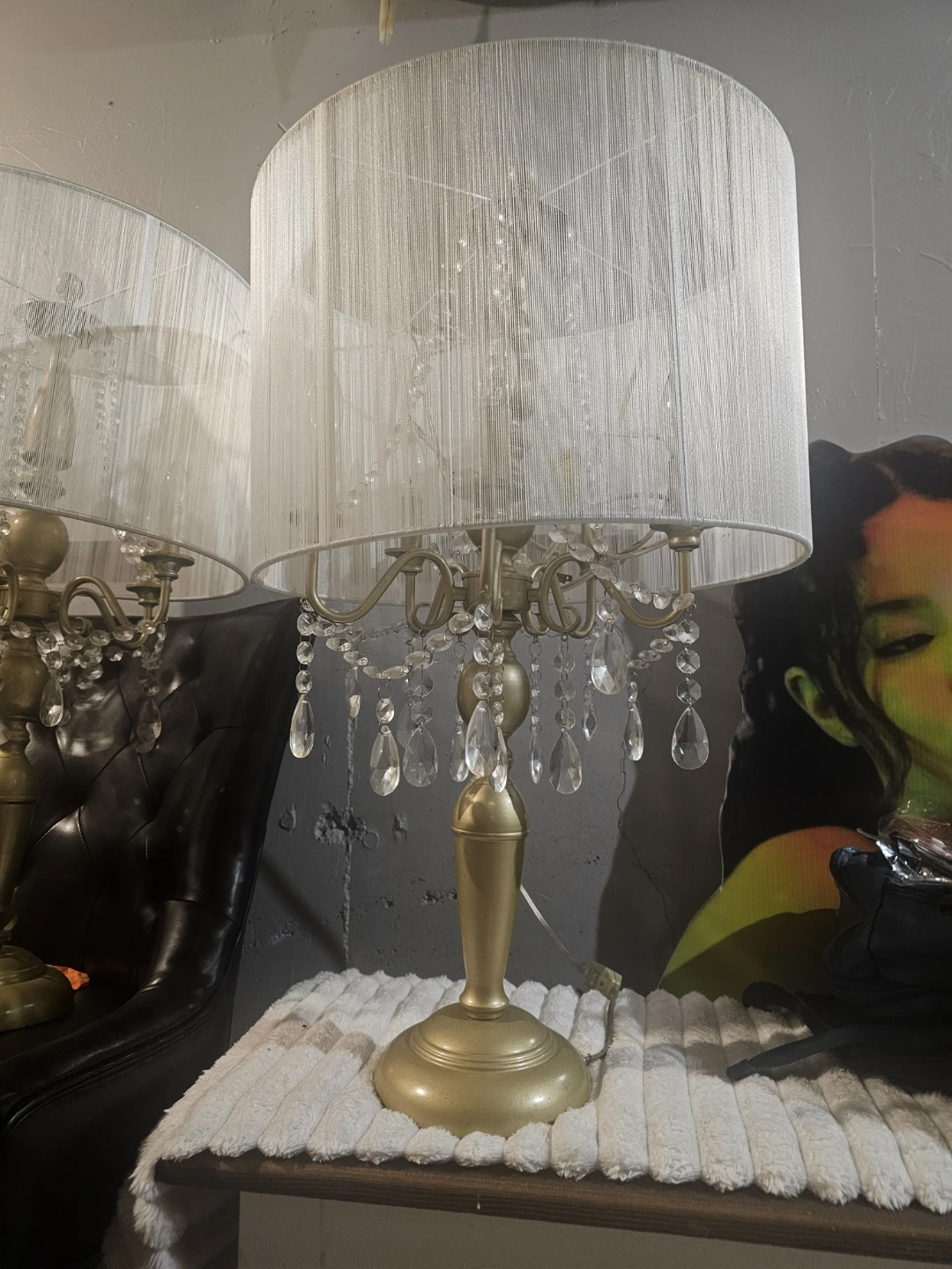 Set of Two Gold  chandelier Crystal Table Lamps - photo 2