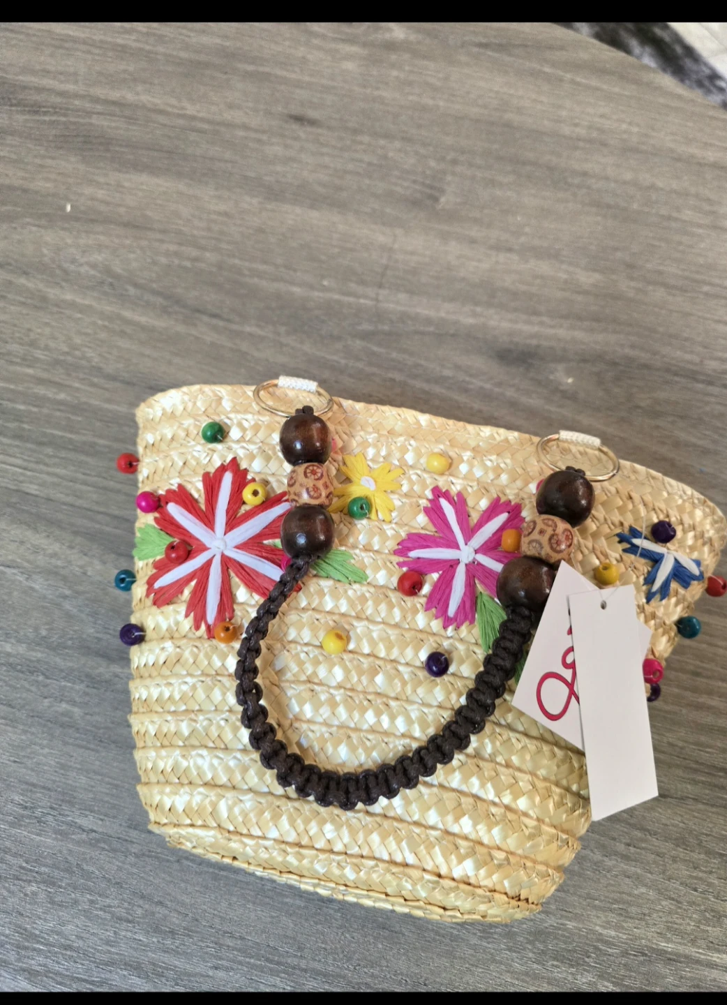 Straw Woven Floral Handbag - photo 4