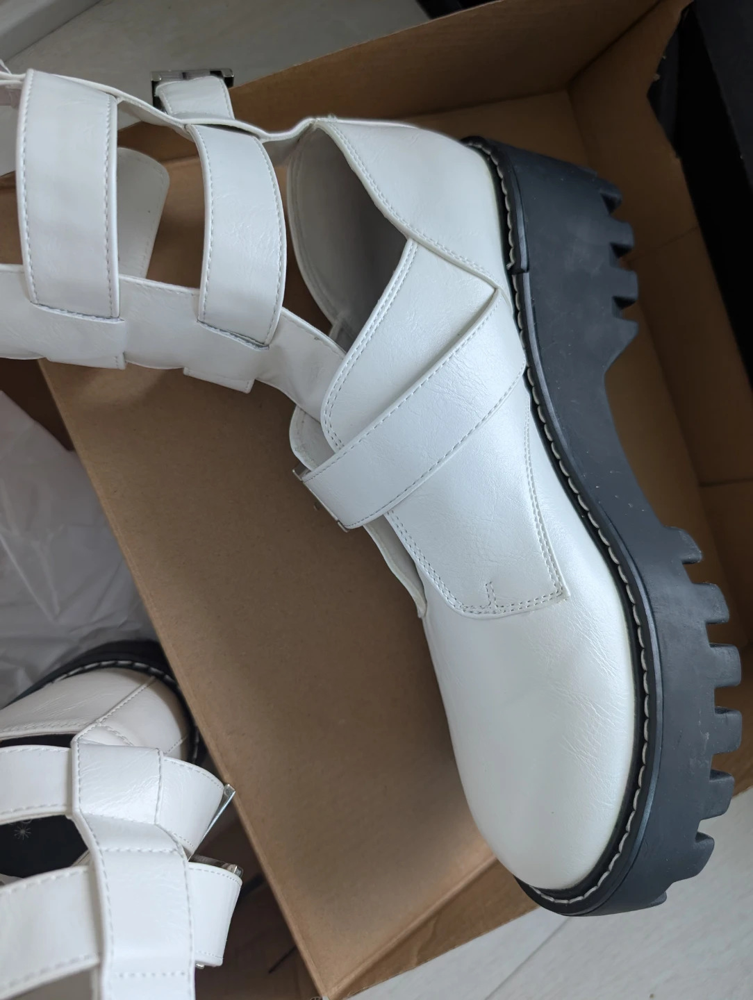 Move out sale: ShoeDazzle white buckle gladiator boots - photo 2
