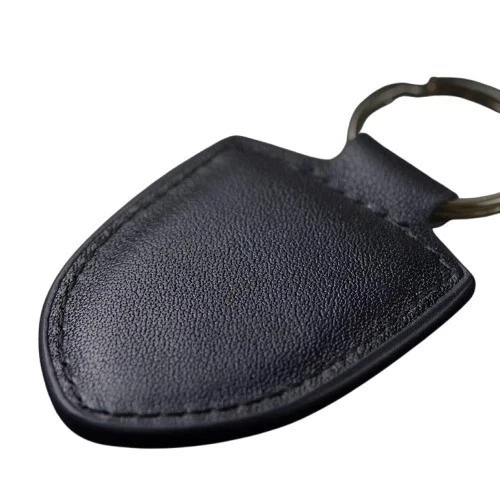 NEW PORSCHE LEATHER CREST KEY RING FOB KEY CHAIN BLACK - photo 2