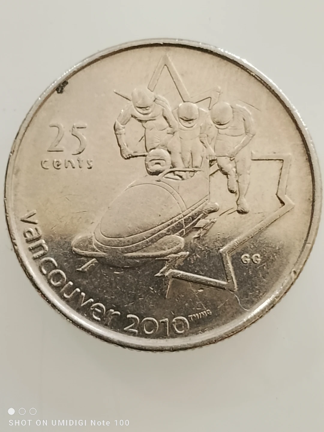 2010 Vancouver Olympic Bobsleigh 25 Cent Coin