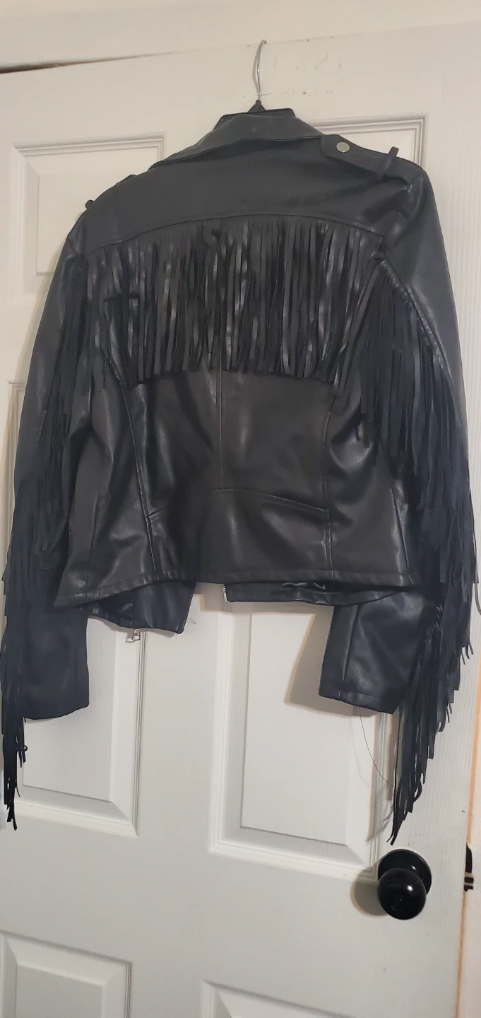 AQUA Black Faux Leather Fringed Jacket - photo 4