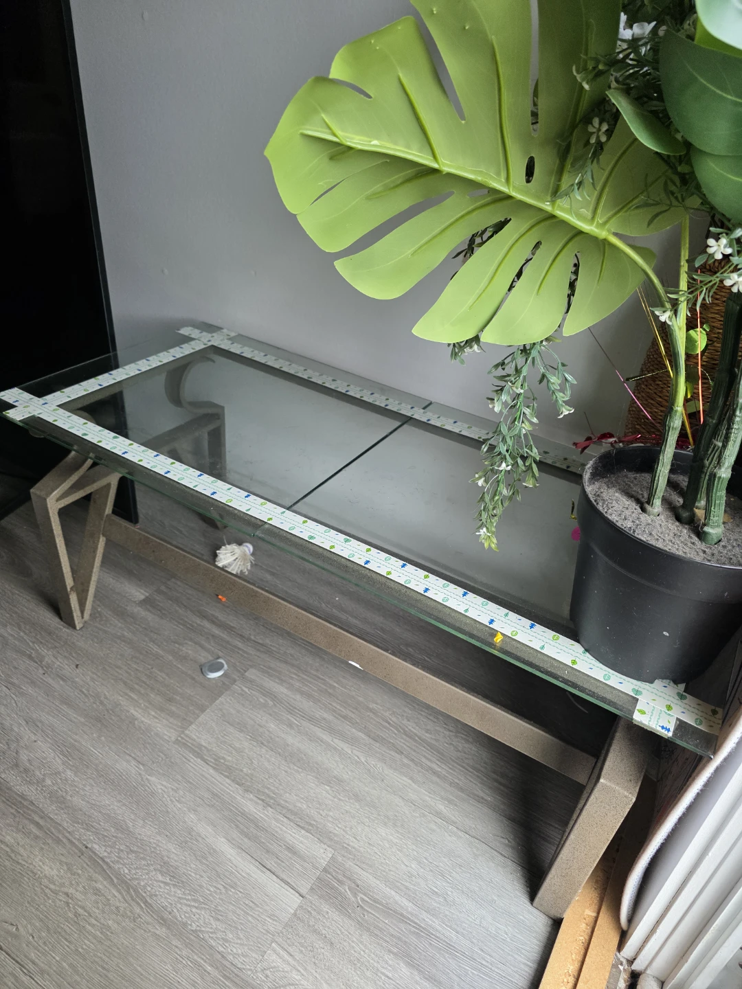 Glass Top Metal Console Table