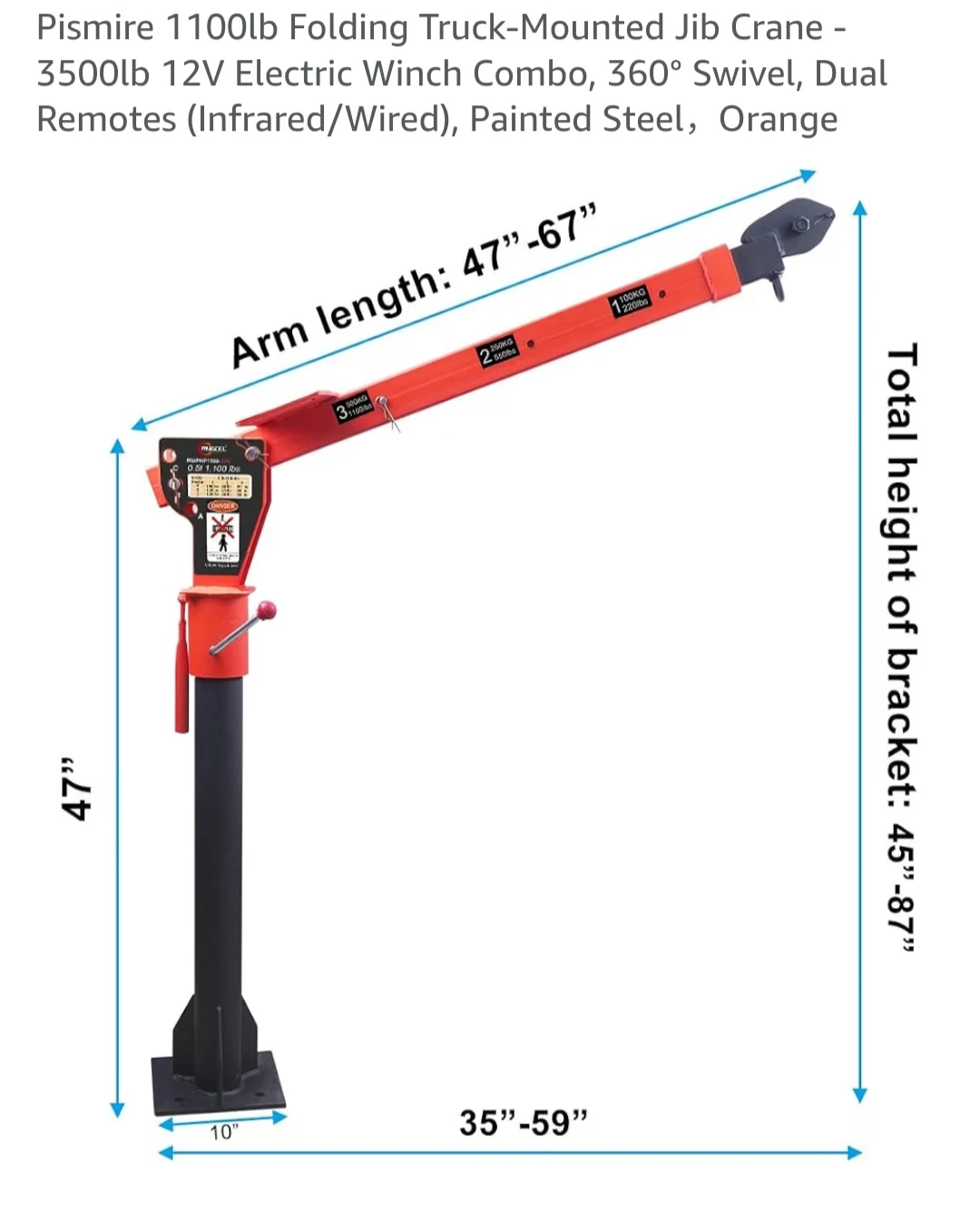 Pismire 1100lb Folding Truck-Mounted Jib Crane - photo 3