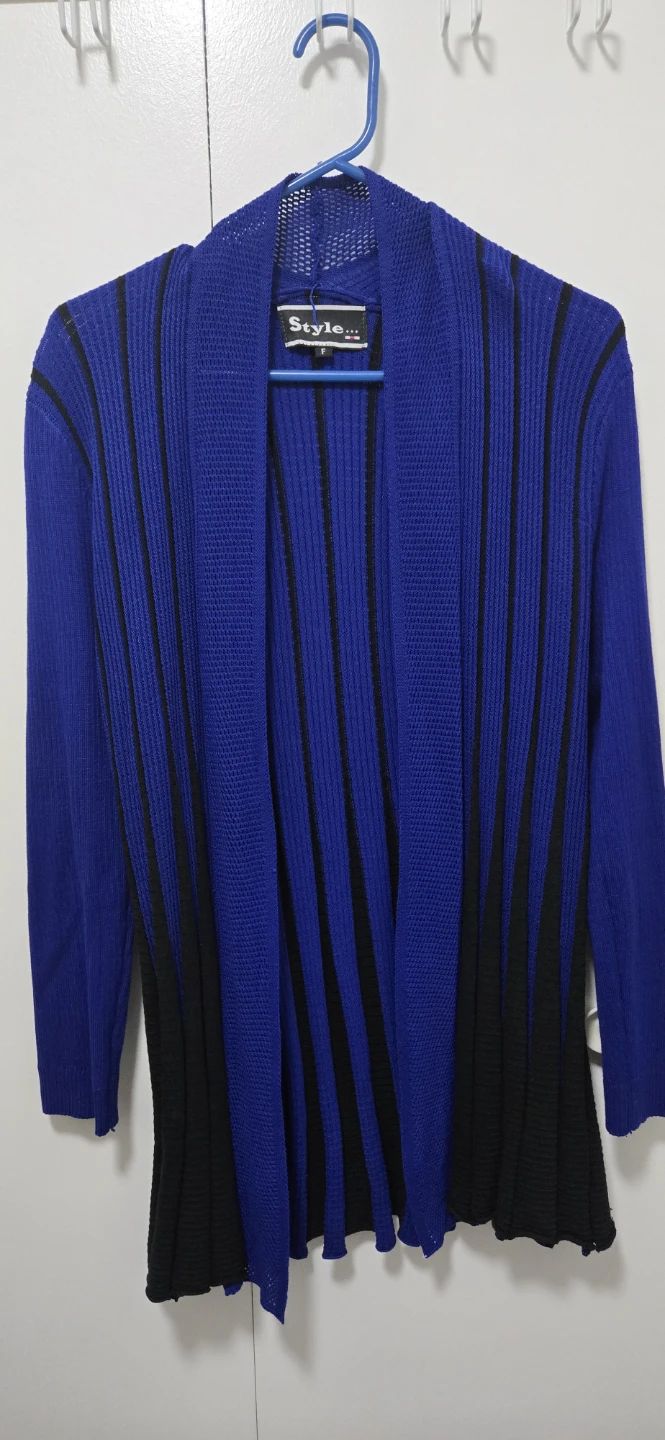 Style... Blue and Black Striped Cardigan.