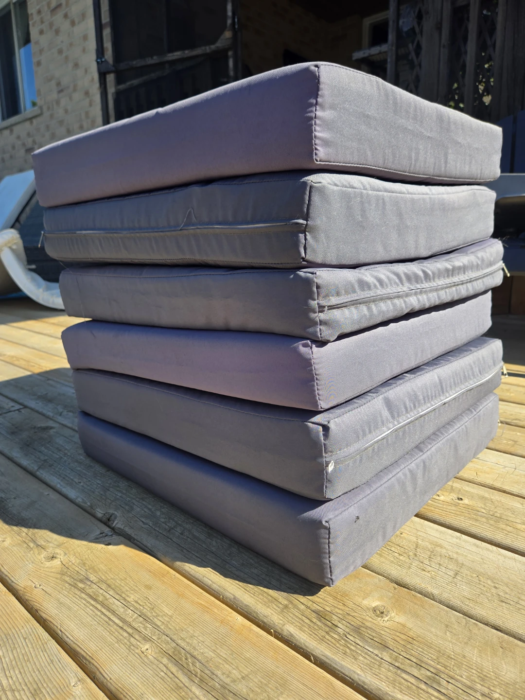 Set of 6 Grey Outdoor Patio Seat Cushions - photo 2