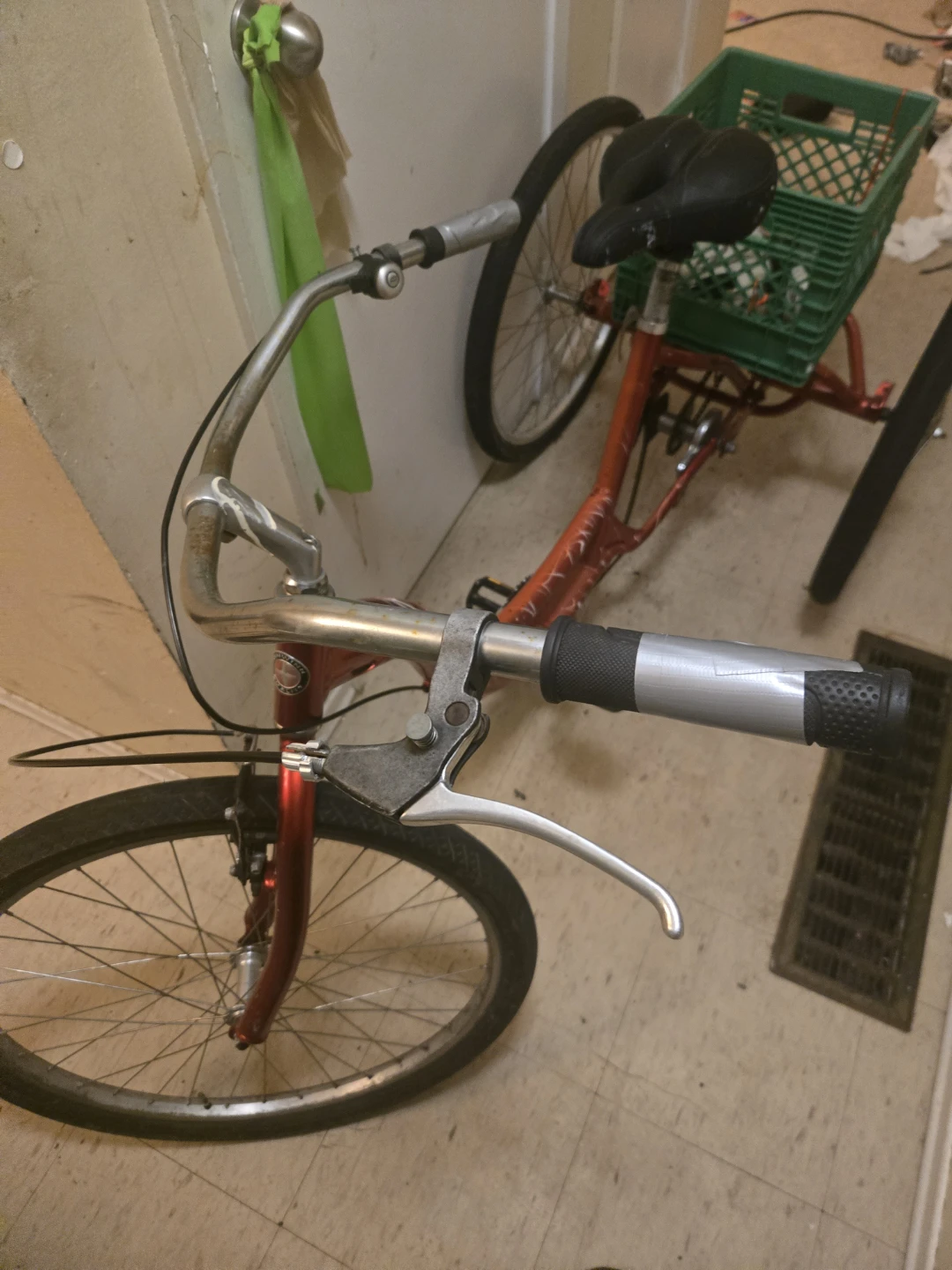 Red Adult Tricycle with Rear Cargo Basket