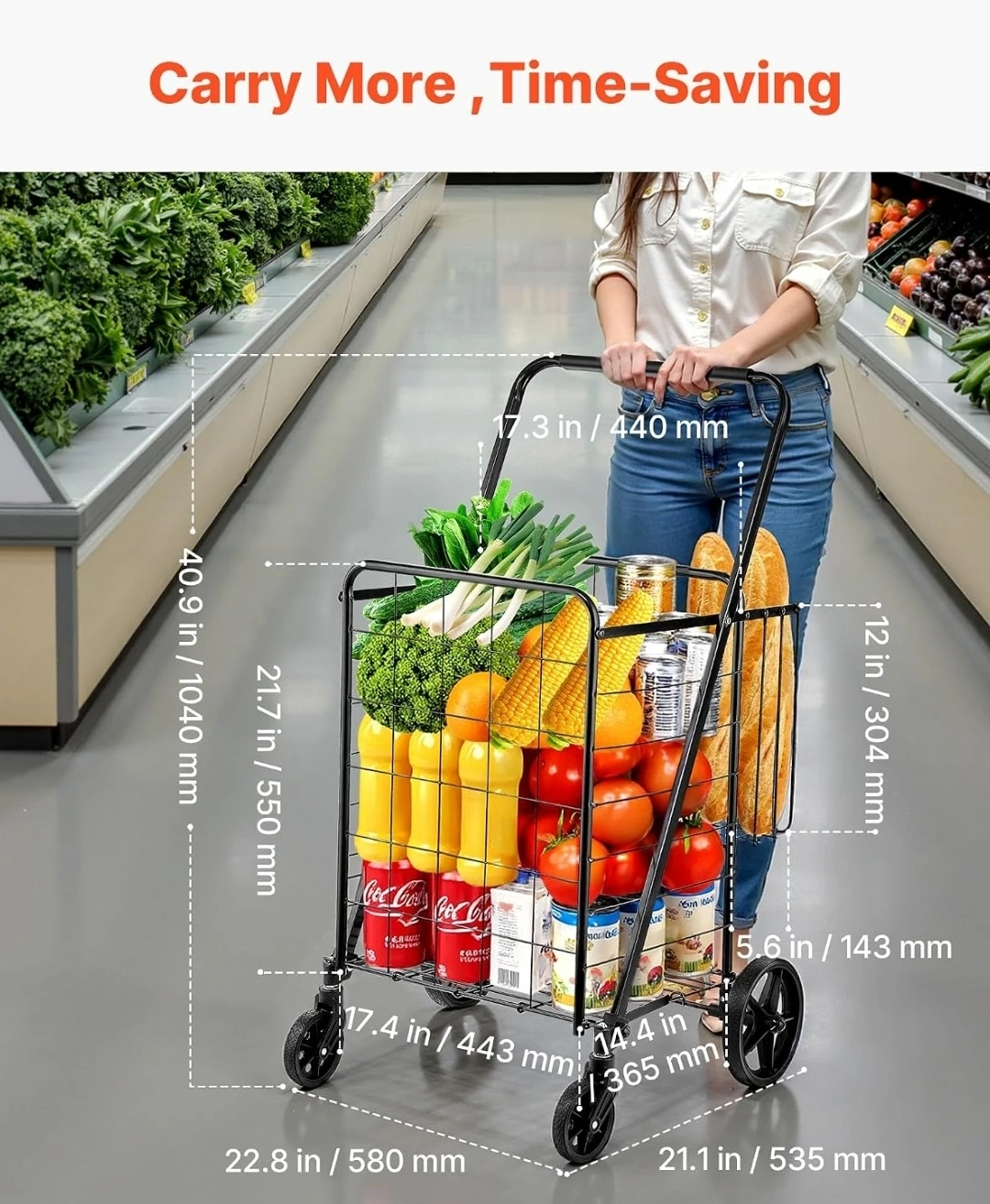 VEVOR Folding Shopping Cart- NEW - photo 5