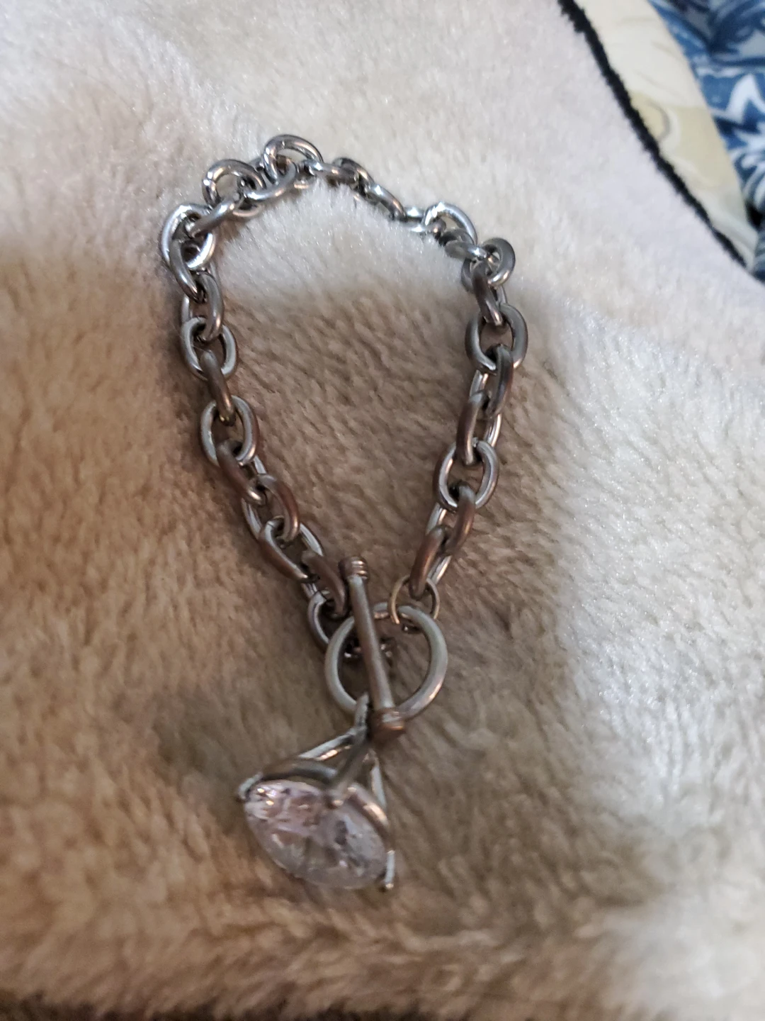 Silver tone Bracelet with faux gem