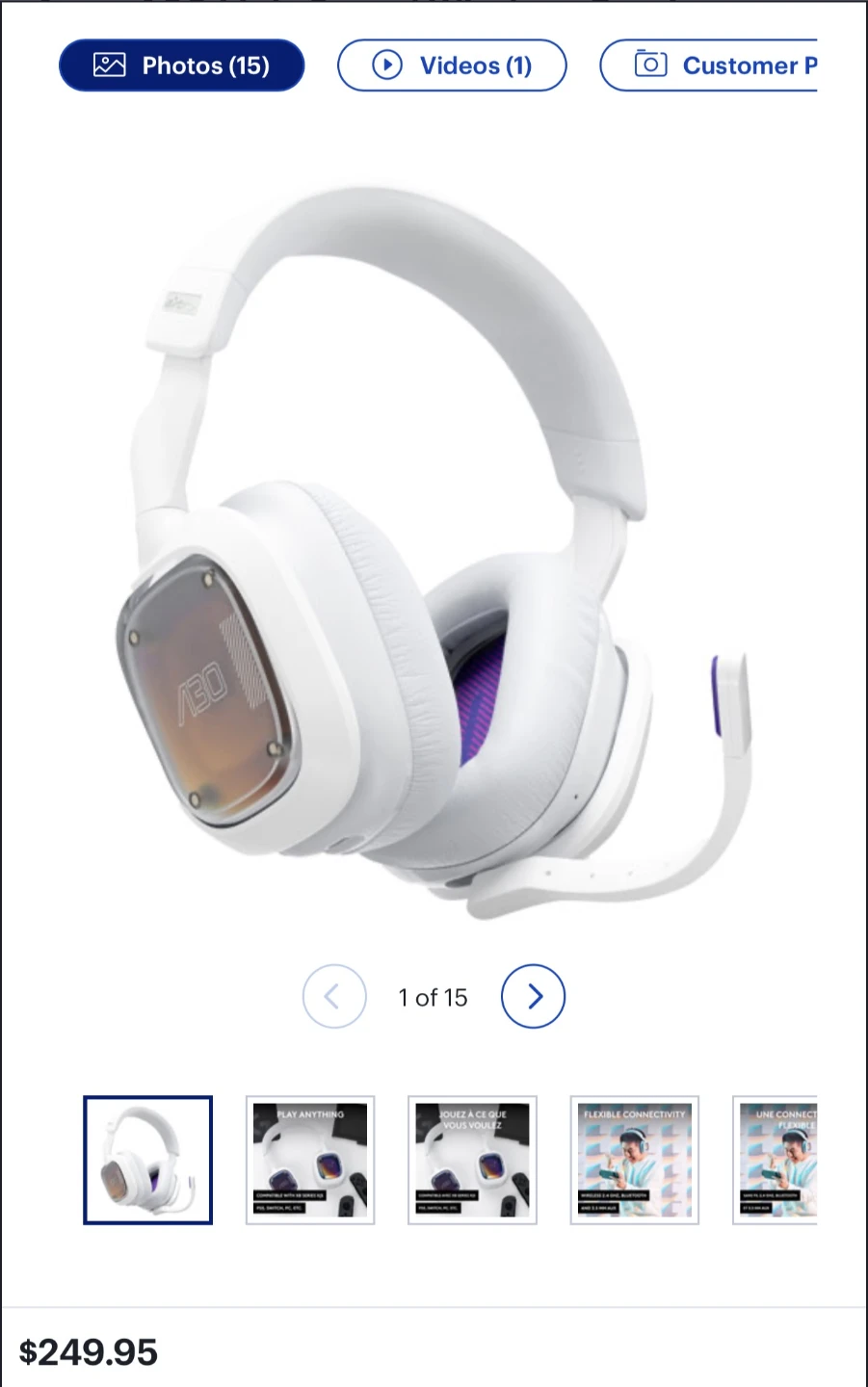 Logitech Astro A30 Wireless Gaming Headset White