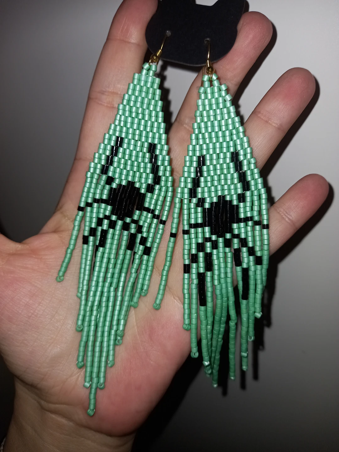 Halloween spider 🕷 beaded fringe earrings - photo 2