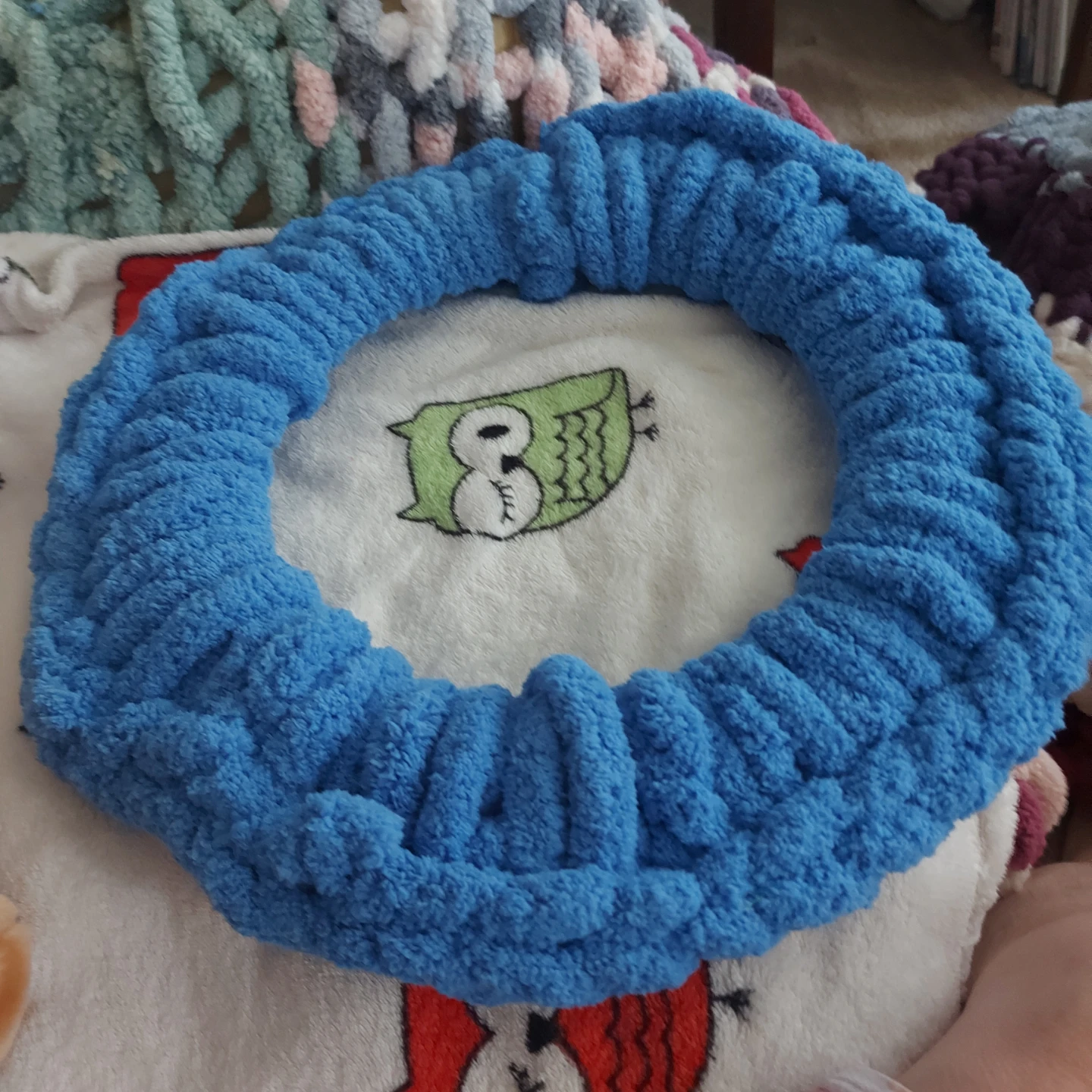 Handmade Blue Chunky Yarn Butterfly Wreath