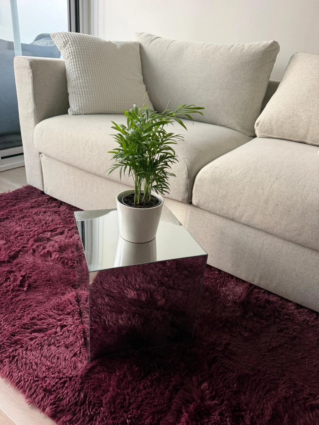 Mirrored Cube Side Table