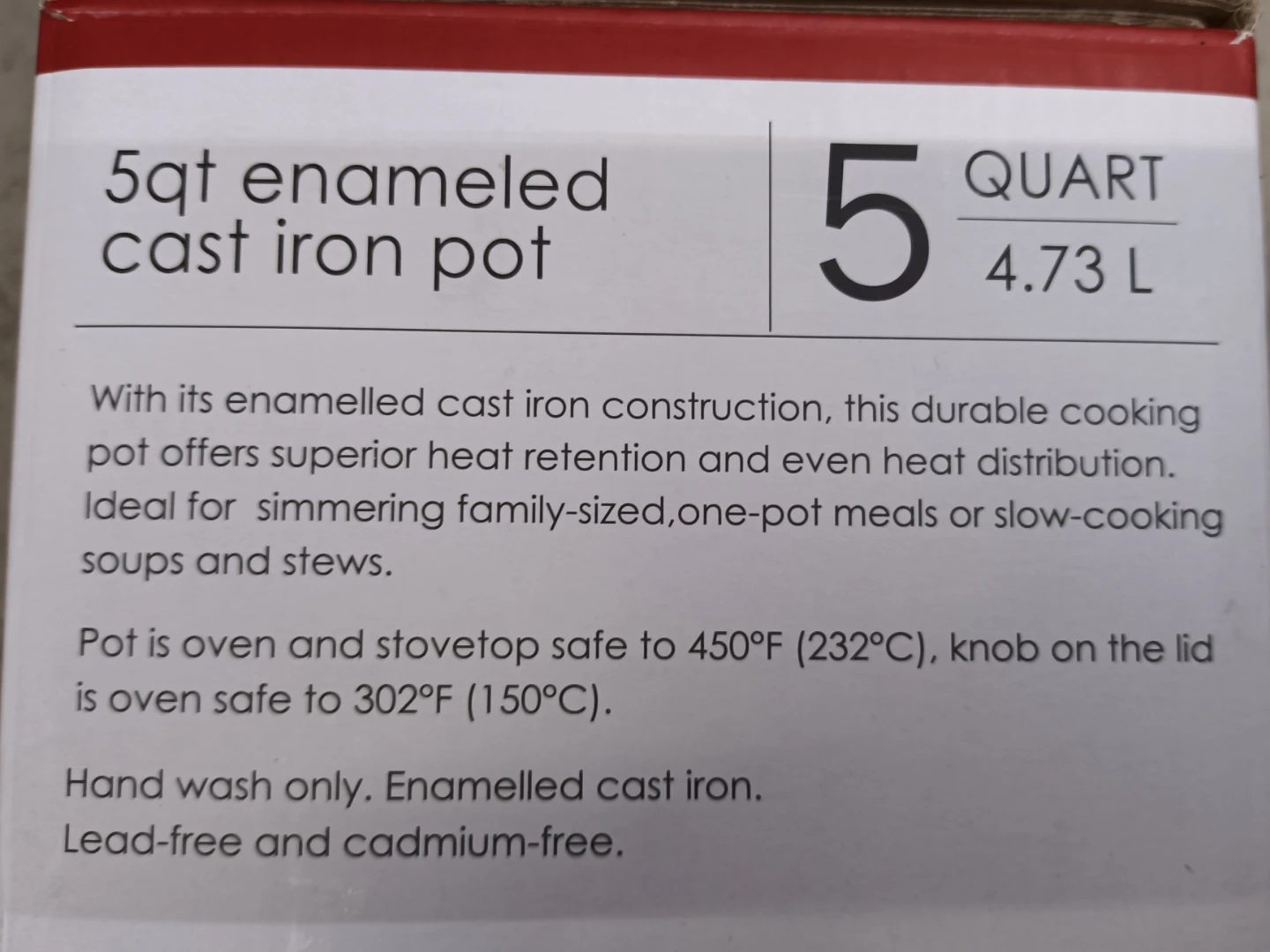 5qt Enameled Cast Iron Pot - photo 3