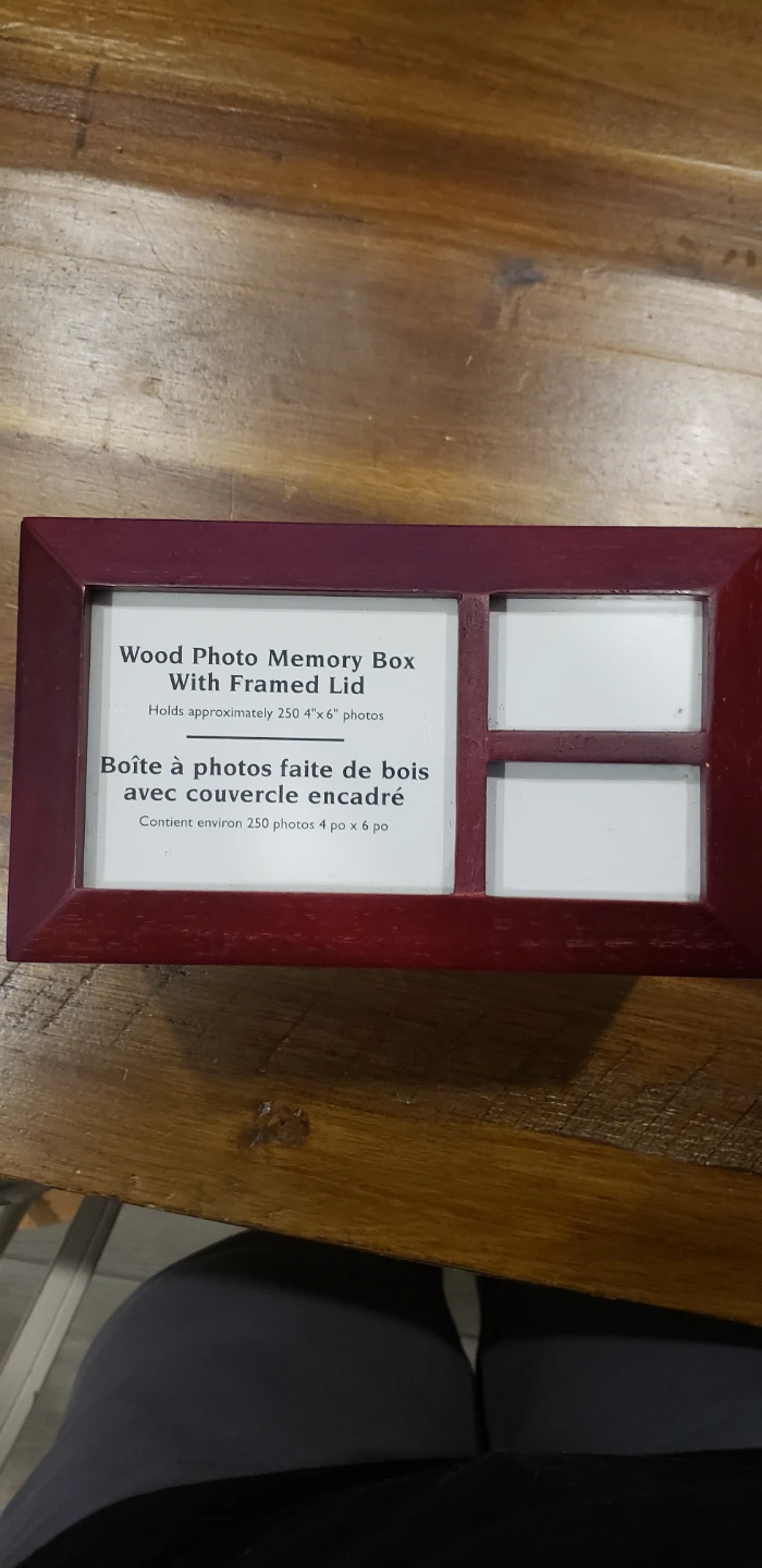 Wood Photo Memory Box with Framed Lid
