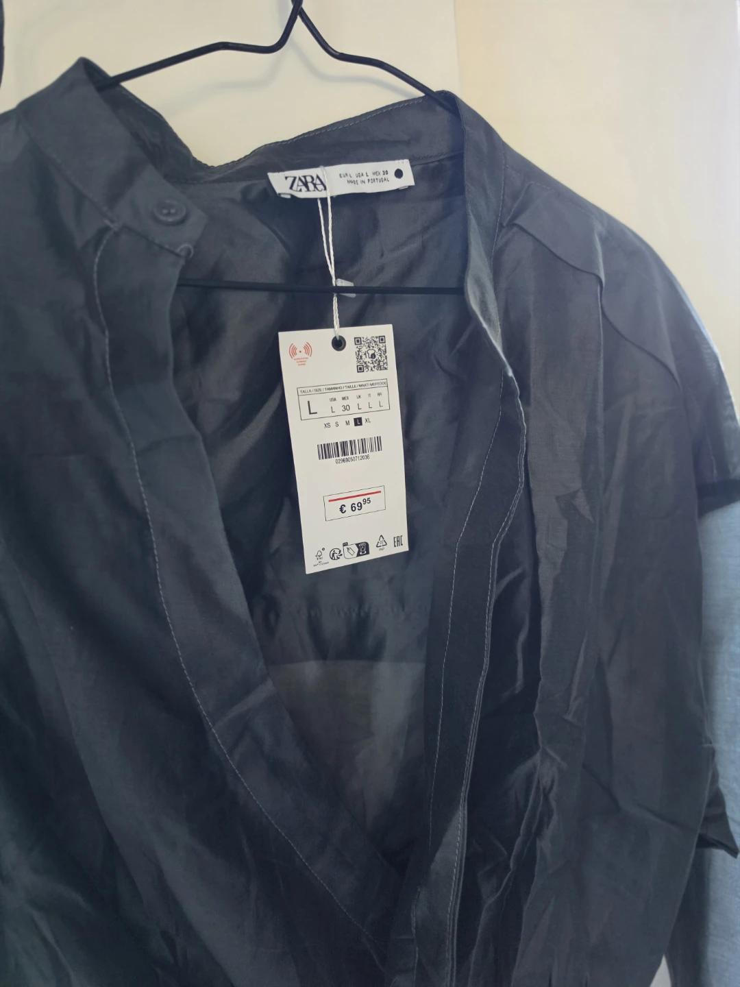 Zara black wrap-style blouse, size Large - photo 2