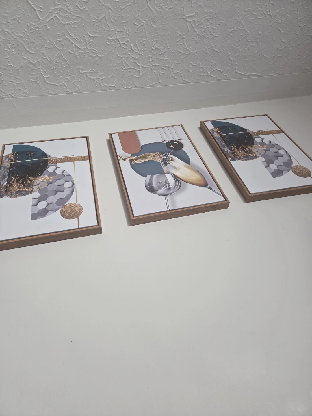 Set of 3 Abstract Champagne Wall Art