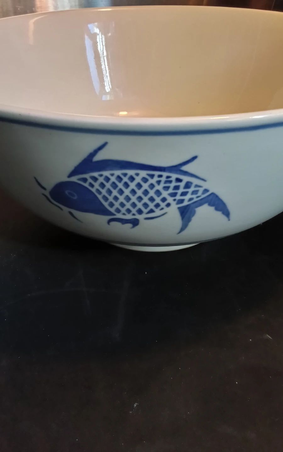 12" Chinese Blue & White Porcelain Koi Fish - photo 3