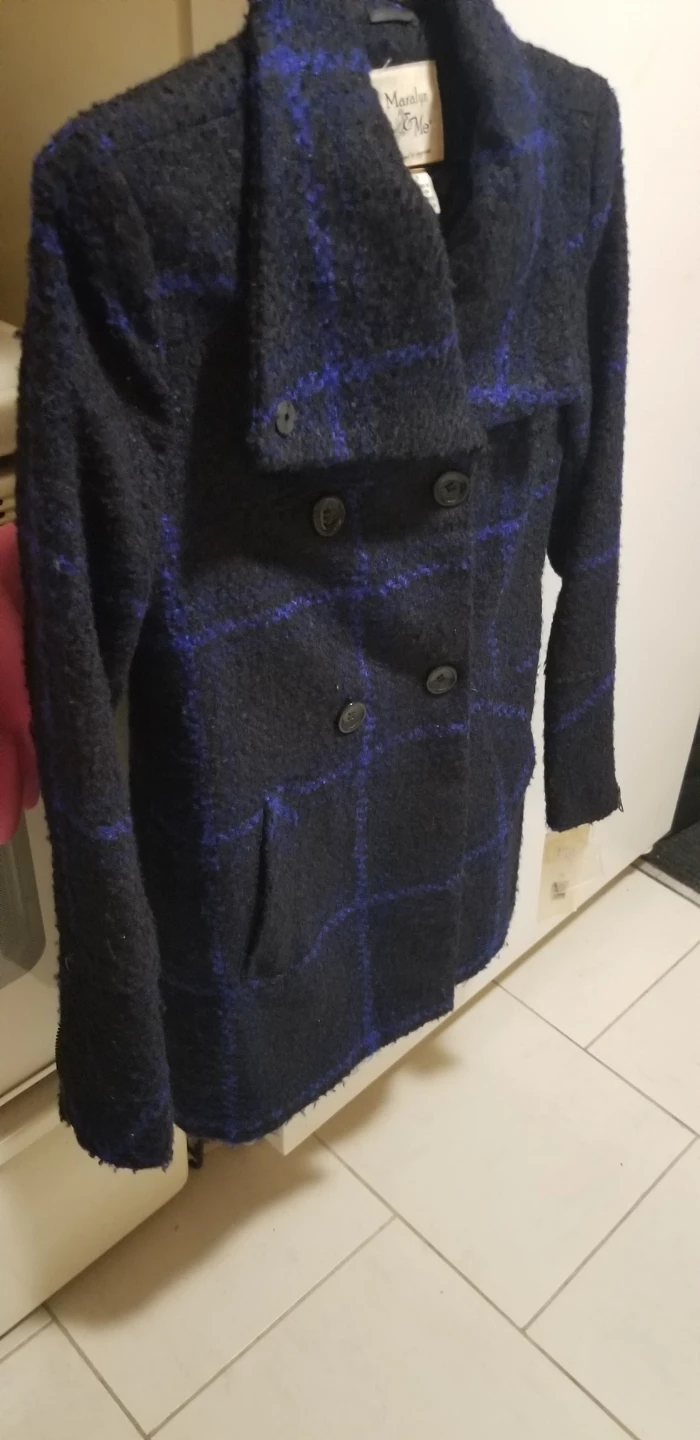 Maralyn & Me Plaid Coat - Blue/Black - Size Small