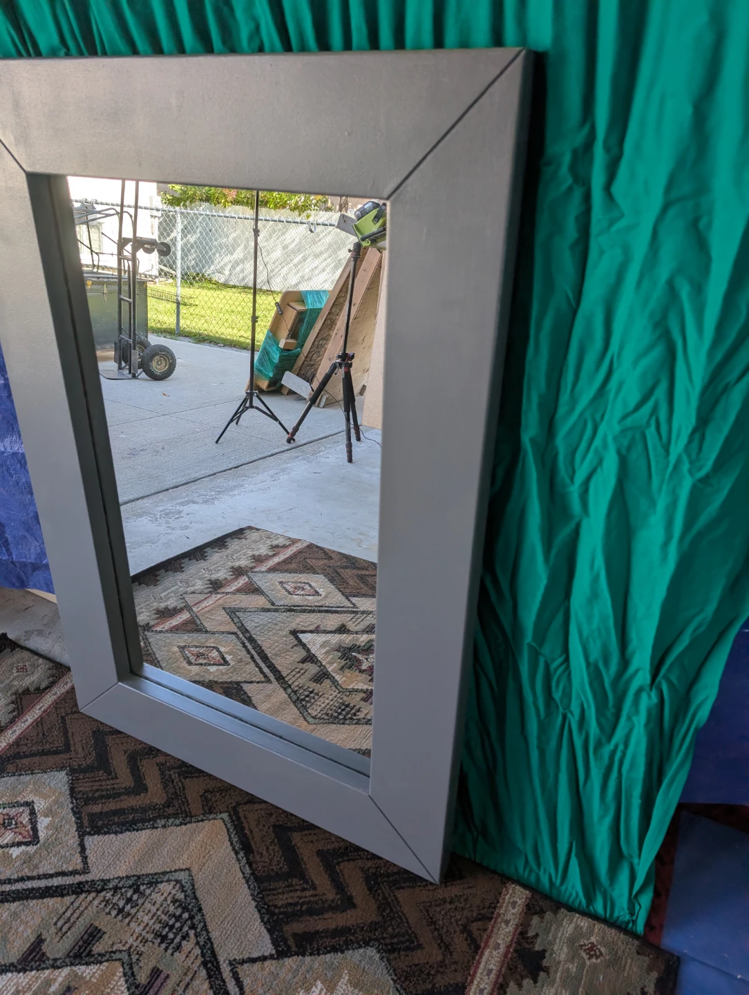 Large grey framed wall mirror - photo 5