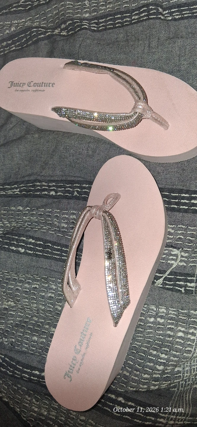 Juicy Couture JC-BANGLES Wedge Flip Flops Size 11